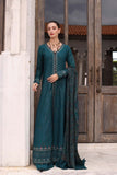 Noor by Saadia Asad Embroidered Khaddar Unstitched 3Pc Suit D-11 Teal Empress