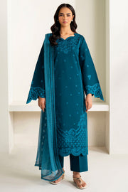 Farasha Summer Weaves Embroidered Lawn Unstitched 3Pc Suit - Teal Frost