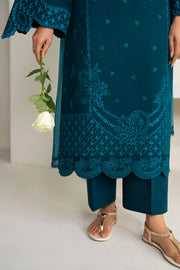 Farasha Summer Weaves Embroidered Lawn Unstitched 3Pc Suit - Teal Frost