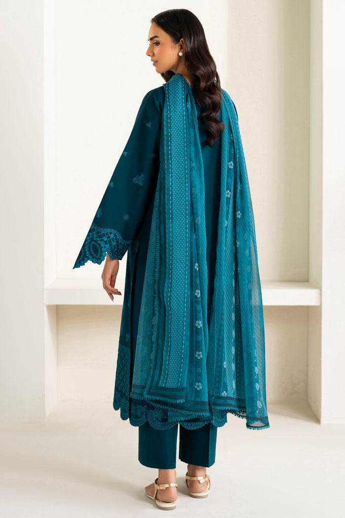 Farasha Summer Weaves Embroidered Lawn Unstitched 3Pc Suit - Teal Frost