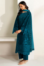 Farasha Summer Weaves Embroidered Lawn Unstitched 3Pc Suit - Teal Frost
