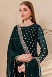 Farasha Luxury Formal Embroidered Chiffon Unstitched 3Pc Suit - Teal Muse