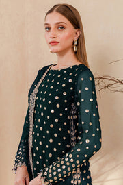 Farasha Luxury Formal Embroidered Chiffon Unstitched 3Pc Suit - Teal Muse