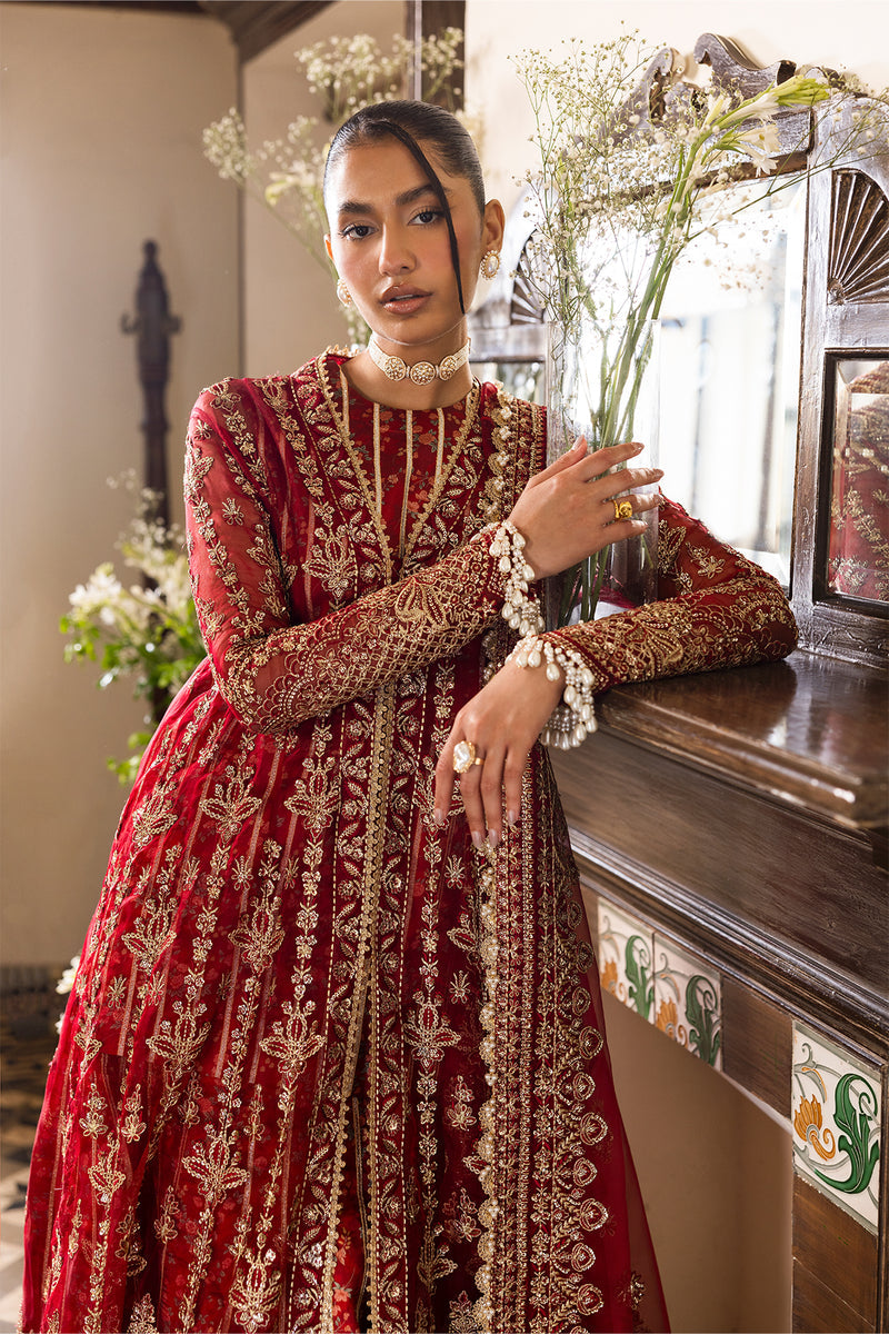 Afrozeh Dastangoi Embroidered Organza Unstitched 3Pc Suit AWS-02 TEAROSE