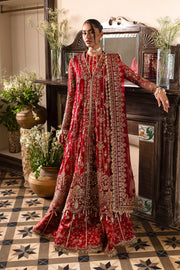 Afrozeh Dastangoi Embroidered Organza Unstitched 3Pc Suit AWS-02 TEAROSE