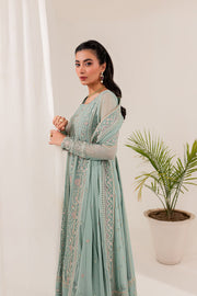 Farasha Lumiere Luxury Embroidered Chiffon Unstitched 3Pc Suit - Thistle
