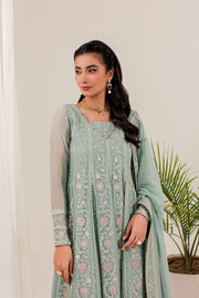 Farasha Lumiere Luxury Embroidered Chiffon Unstitched 3Pc Suit - Thistle