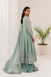 Farasha Lumiere Luxury Embroidered Chiffon Unstitched 3Pc Suit - Thistle