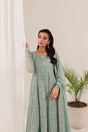 Farasha Lumiere Luxury Embroidered Chiffon Unstitched 3Pc Suit - Thistle