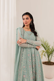Farasha Lumiere Luxury Embroidered Chiffon Unstitched 3Pc Suit - Thistle