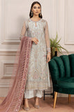 Farasha Luxury Formal Embroidered Net Unstitched 3Pc Suit - Tiffany