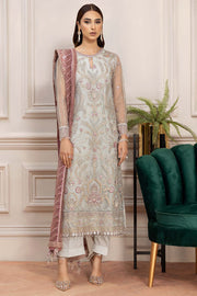 Farasha Luxury Formal Embroidered Net Unstitched 3Pc Suit - Tiffany