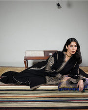 Jugnu Lahore Womenswear Embroidered Karandi Unstitched 3Pc Suit - TILA