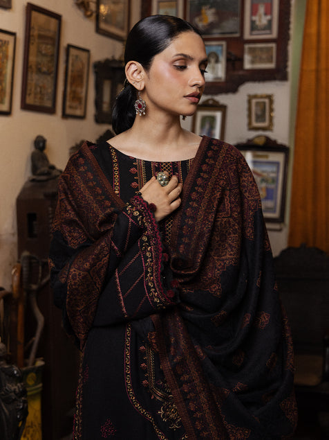 Still by Yards Embroidered Italian Woolen Unstitched 3Pc Suit D-04 Timeless
