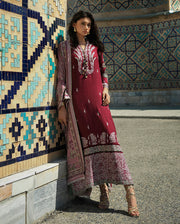 Mushq Broadway Embroidered Jacquard Unstitched 3Pc Suit - Timurid Rose