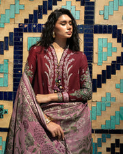 Mushq Broadway Embroidered Jacquard Unstitched 3Pc Suit - Timurid Rose