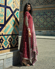 Mushq Broadway Embroidered Jacquard Unstitched 3Pc Suit - Timurid Rose