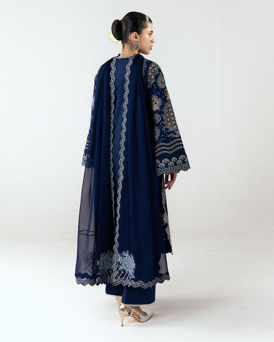 Jugnu Lahore Spring Summer Unstitched Embroidered Cotton 3Pc Suit - Tiva