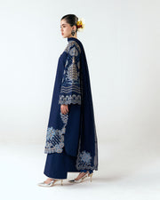 Jugnu Lahore Spring Summer Unstitched Embroidered Cotton 3Pc Suit - Tiva