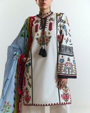 Jugnu by Hussain Rehar Unstitched Embroidered Lawn 3Pc Suit - Tiya