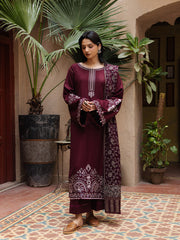 Still by Yards Embroidered Italian Woolen Unstitched 3Pc Suit D-07 Treasured