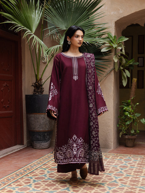 Still by Yards Embroidered Italian Woolen Unstitched 3Pc Suit D-07 Treasured