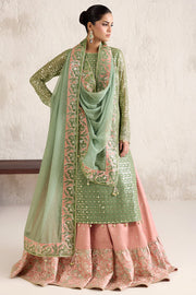 Farasha Embroidered Luxury Chiffon Unstitched 3Pc Suit - Tropical Pearl