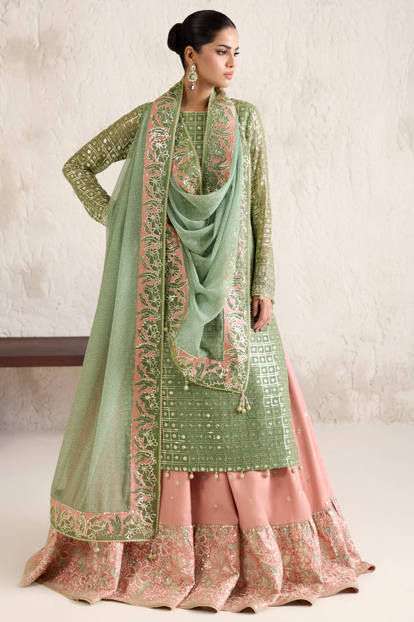Farasha Embroidered Luxury Chiffon Unstitched 3Pc Suit - Tropical Pearl