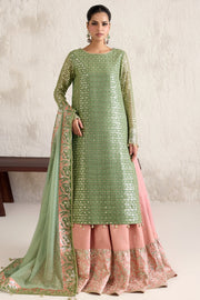 Farasha Embroidered Luxury Chiffon Unstitched 3Pc Suit - Tropical Pearl