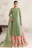 Farasha Embroidered Luxury Chiffon Unstitched 3Pc Suit - Tropical Pearl