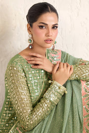 Farasha Embroidered Luxury Chiffon Unstitched 3Pc Suit - Tropical Pearl