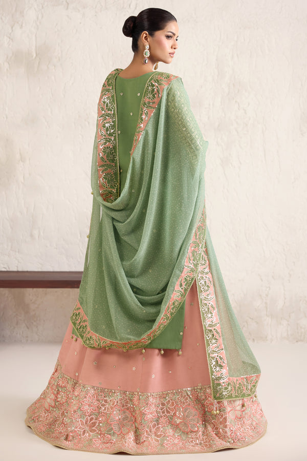 Farasha Embroidered Luxury Chiffon Unstitched 3Pc Suit - Tropical Pearl