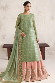 Farasha Embroidered Luxury Chiffon Unstitched 3Pc Suit - Tropical Pearl