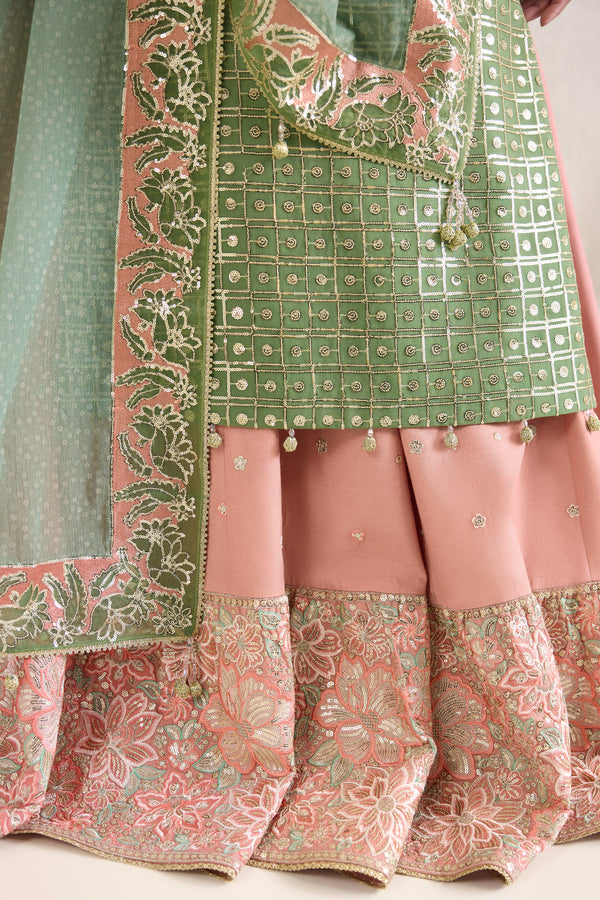 Farasha Embroidered Luxury Chiffon Unstitched 3Pc Suit - Tropical Pearl