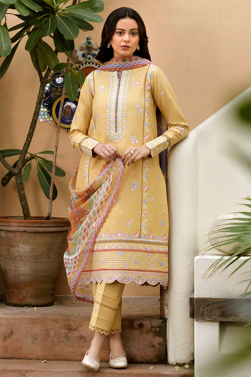Farasha Summer Essentials Embroidered Lawn Unstitched 3Pc Suit - Tuscan Aura