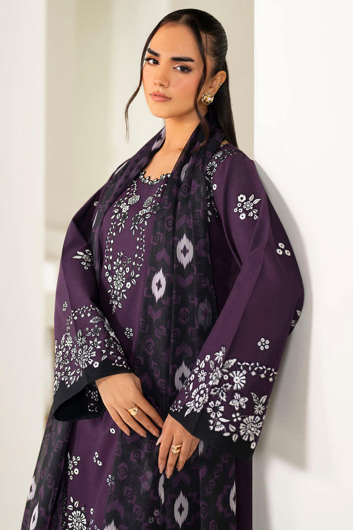 Farasha Summer Weaves Embroidered Lawn Unstitched 3Pc Suit - Twilight Tulip