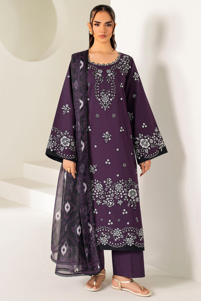 Farasha Summer Weaves Embroidered Lawn Unstitched 3Pc Suit - Twilight Tulip