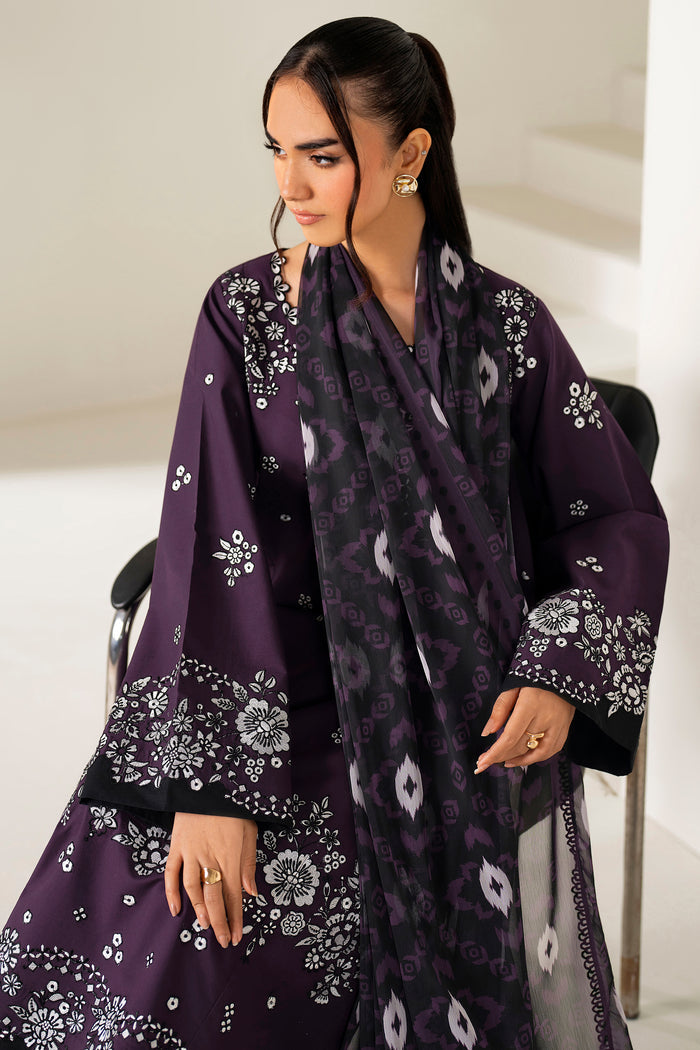Farasha Summer Weaves Embroidered Lawn Unstitched 3Pc Suit - Twilight Tulip