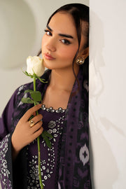 Farasha Summer Weaves Embroidered Lawn Unstitched 3Pc Suit - Twilight Tulip