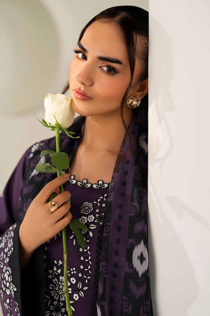 Farasha Summer Weaves Embroidered Lawn Unstitched 3Pc Suit - Twilight Tulip