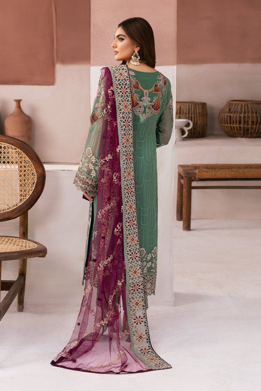 Ramsha Arzoo Embroidered Luxury Chiffon Unstitched 3Pc Suit U-103