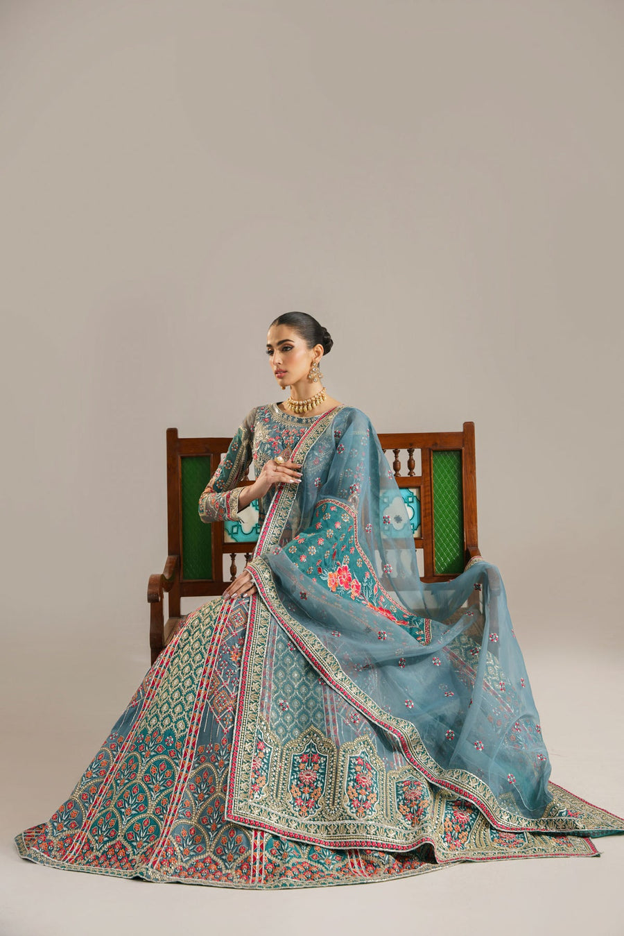 Akbar Aslam Afsana Embroidered Organza Unstitched 3Pc Suit - LAJWANTI