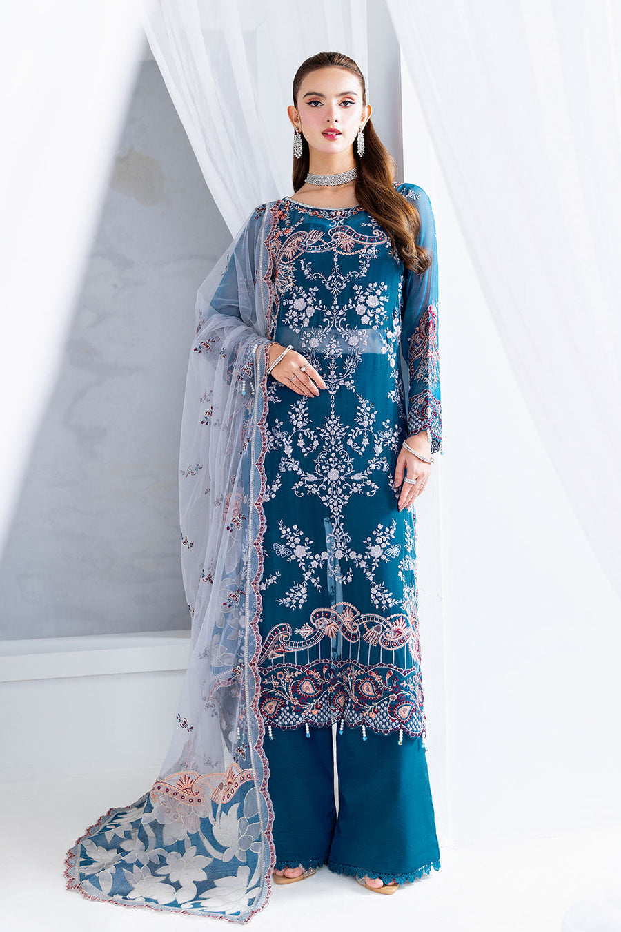Ramsha Arzoo Embroidered Luxury Chiffon Unstitched 3Pc Suit U-202