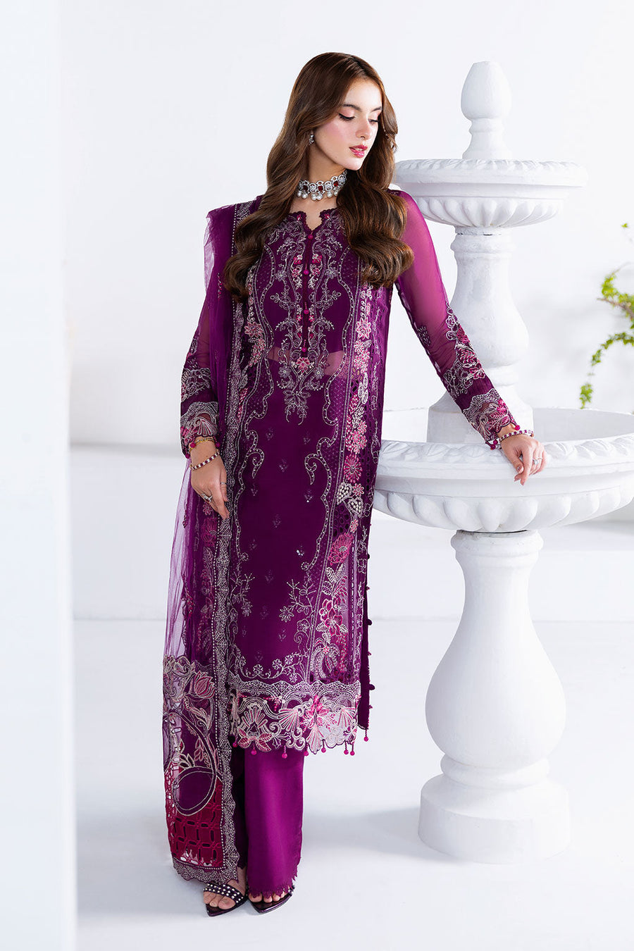 Ramsha Arzoo Embroidered Luxury Chiffon Unstitched 3Pc Suit U-206