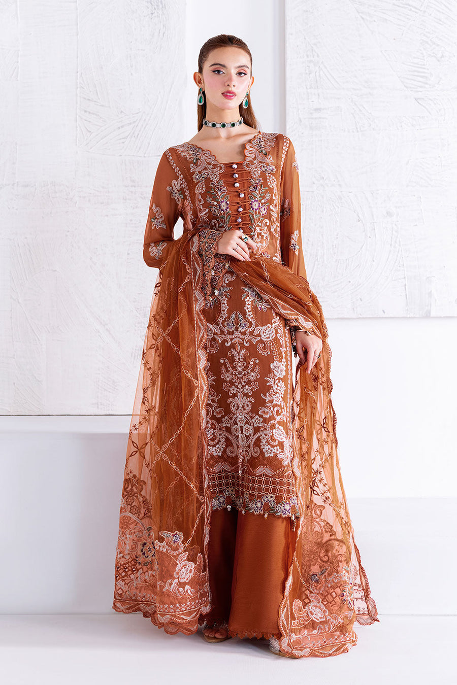 Ramsha Arzoo Embroidered Luxury Chiffon Unstitched 3Pc Suit U-208