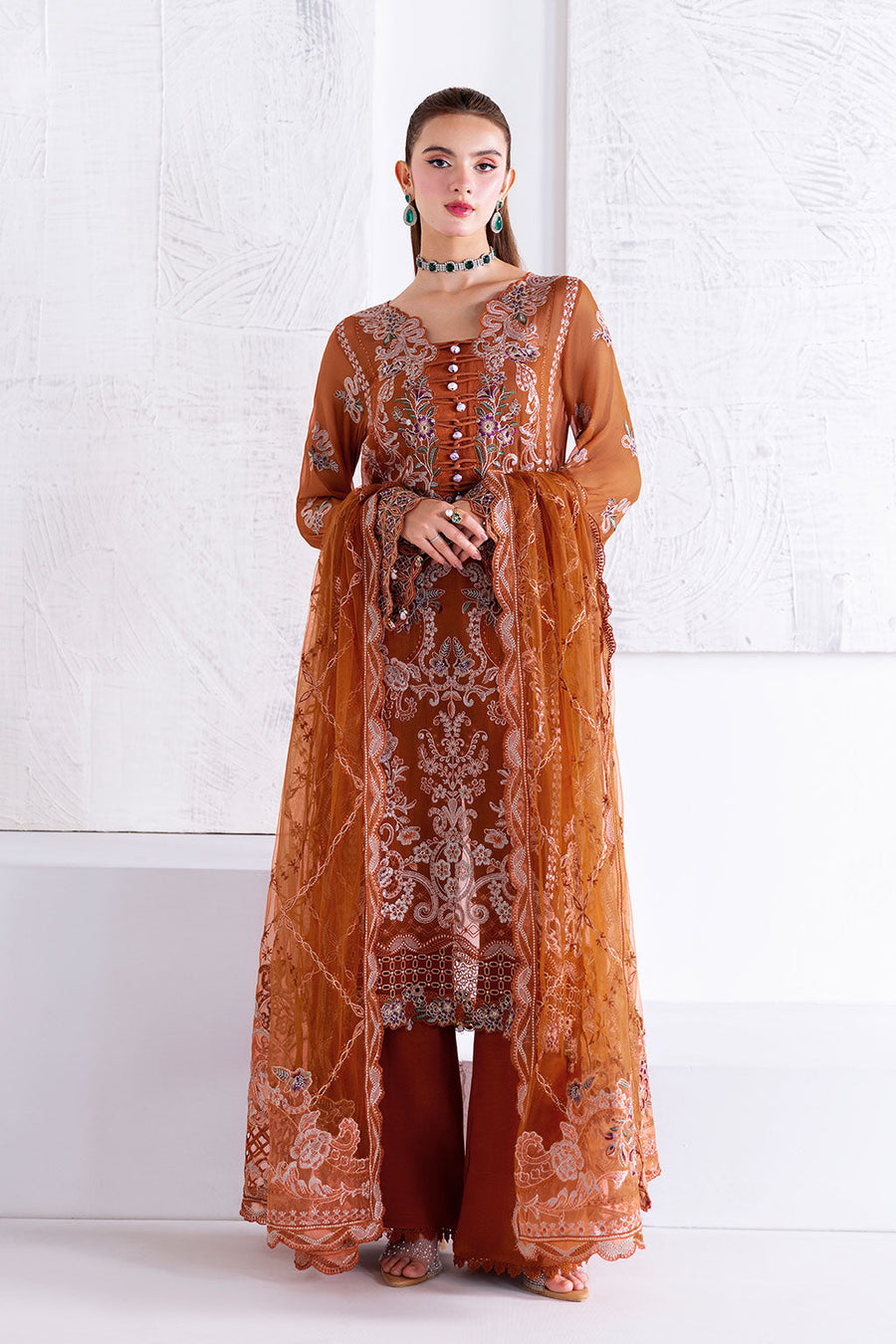 Ramsha Arzoo Embroidered Luxury Chiffon Unstitched 3Pc Suit U-208