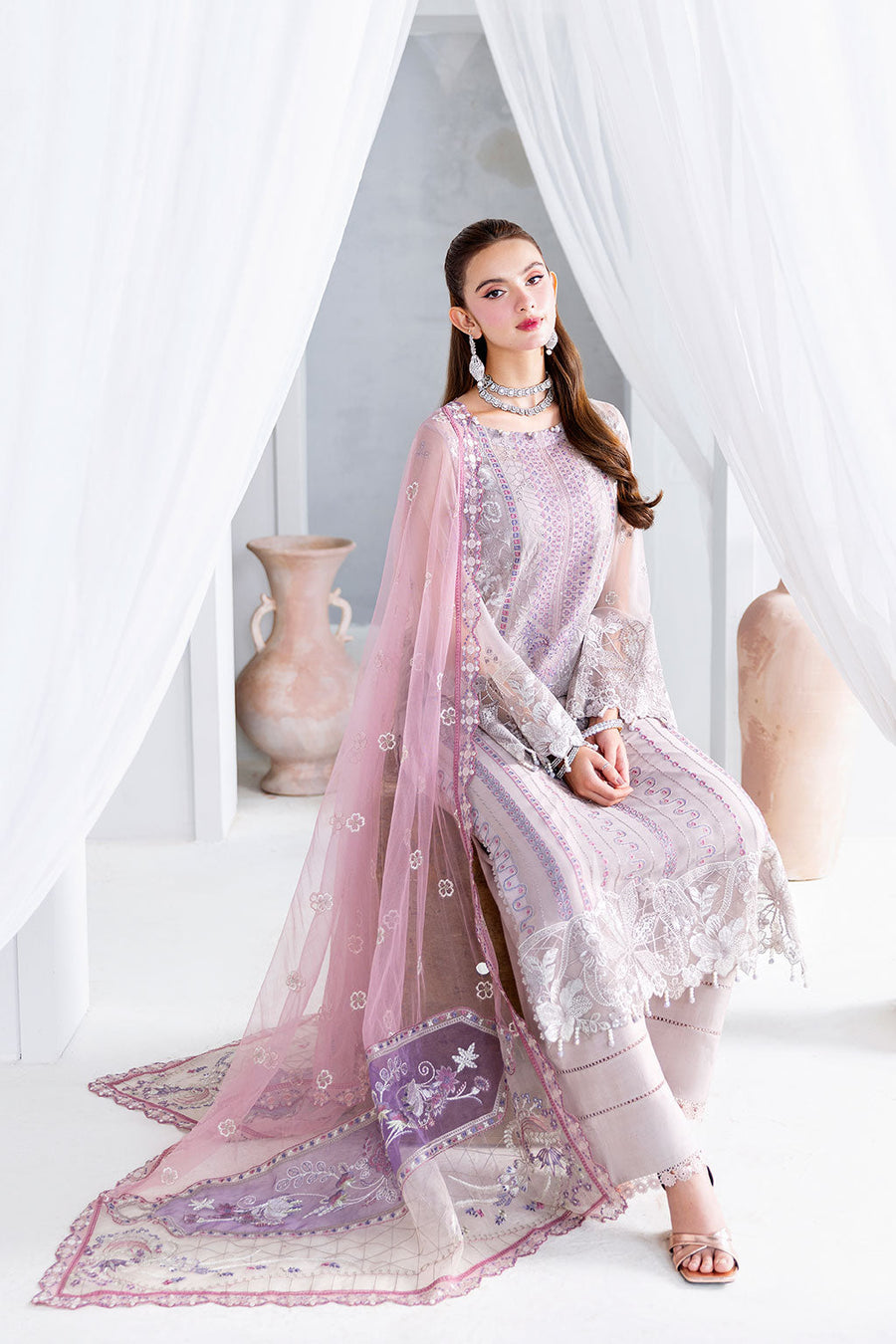 Ramsha Arzoo Embroidered Luxury Chiffon Unstitched 3Pc Suit U-209