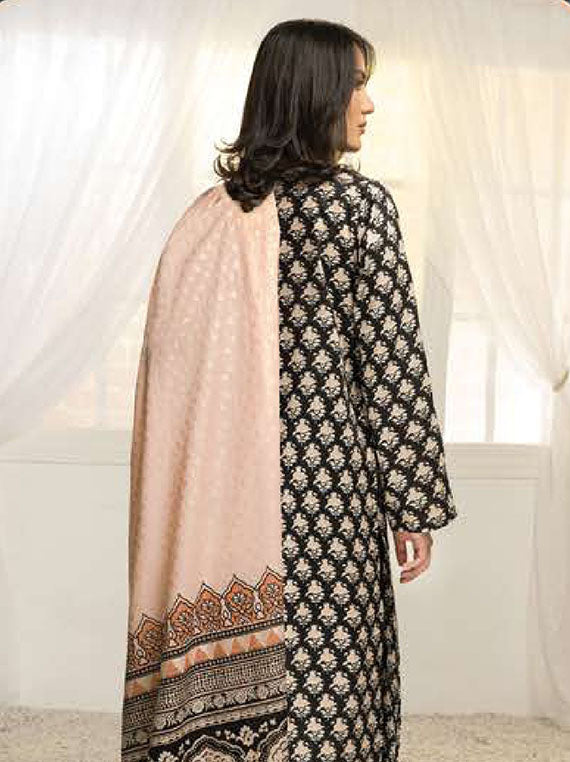 LimeLight Summer Unstitched Printed Slub Lawn 3 Piece Suit U1625 Black