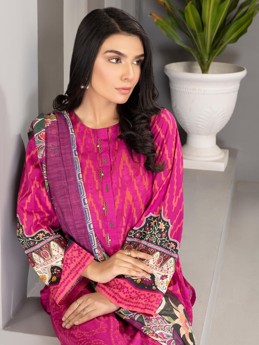 LimeLight Summer Unstitched Printed Lawn 2 Piece Suit U2376 Pink