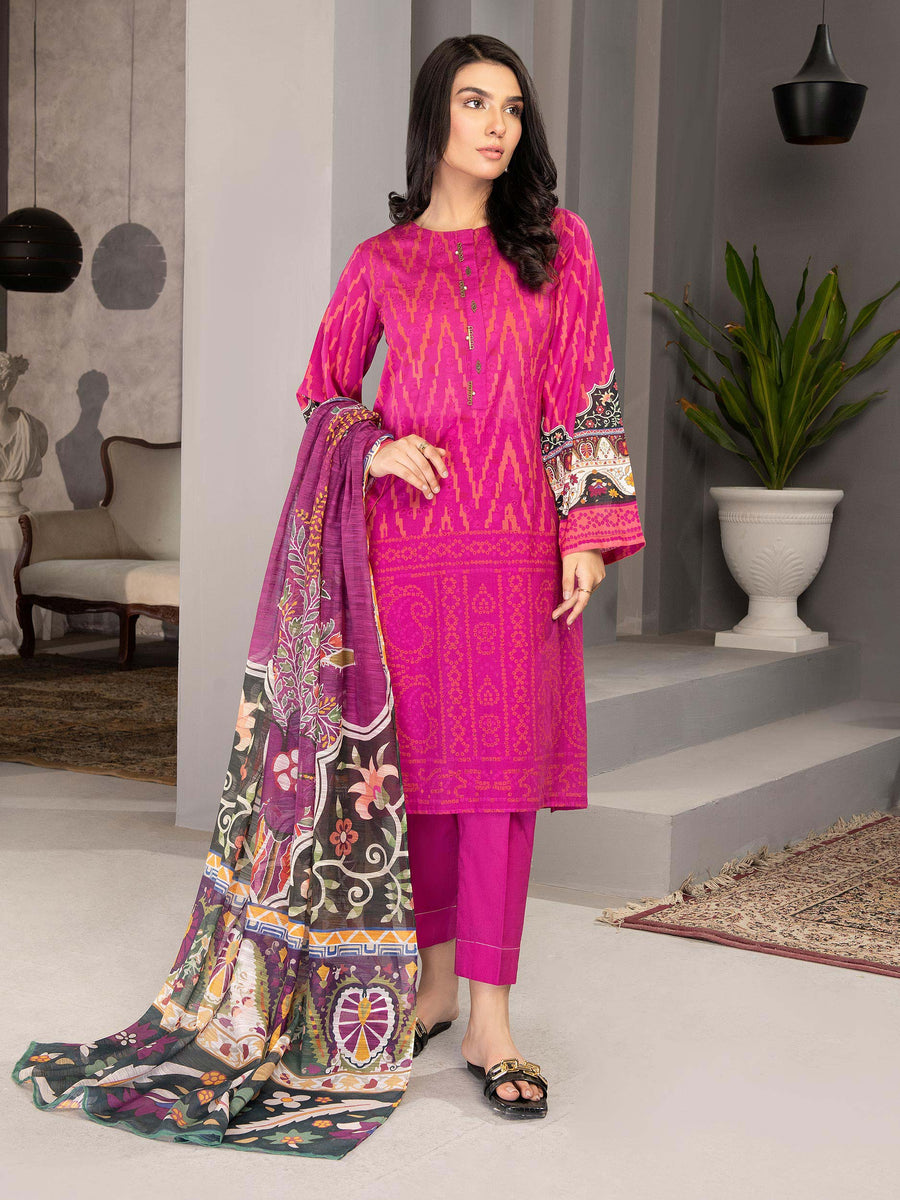 LimeLight Summer Unstitched Printed Lawn 2 Piece Suit U2376 Pink